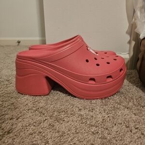 Crocs SIREN CLOG High-heeled Platform Stylish Barbie Hyper Pink Women's Size 11